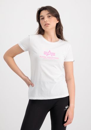 Alpha Industries T-Shirt ALPHA INDUSTRIES New Basic T Wmn NP, Damen, Gr. XS, pink (wei&szlig;, neon pink), Obermaterial: 100% Baumwolle, Shirts T-Shirt