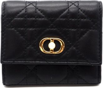 Dior Black Leather Wallet (Tri-Fold) (Pre-Owned)