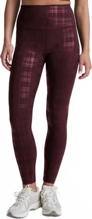 Beyond Yoga High Waisted Midi Legging In Plaid Foil Burgundy