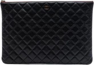 Chanel Pre-owned Quilted Caviar Leather Clutch - Dames - Vintage Clutch - Zwart - ONE Size - Leer - Vintage
