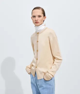 Bottega Veneta Cardigan in maglia di seta doppia - Beige - Donna - XS