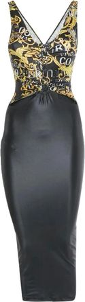 Versace Abito midi con stampa grafica - Nero