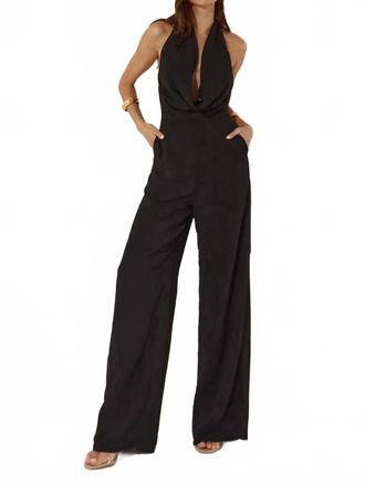 Runaway The Label Elizabeth Wide Leg Playsuit In Black