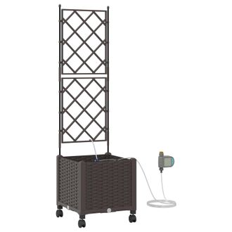 vidaXL Maceta De Jard&iacute;n Con Riego Y Ruedas Marr&oacute;n 40 X 40 X 148 Cm Pp Vidaxl