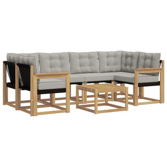 vidaXL Conjunto De Sof&aacute;s De Exterior 7 Pcs Blanco Y Gris Claro Vidaxl