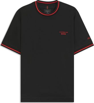 HUGO BOSS Mens Embroidered Collared Neck Short Sleeve Polo Shirt in Black - Size X-Large