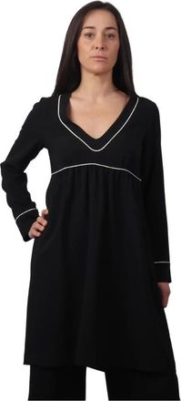 Alessia Santi V-hals jurk met lange mouwen - Dames - Korte kleedjes - Zwart - XS - Kleedjes