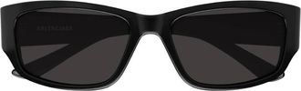 Balenciaga Grey Rectangular Unisex Sunglasses BB0368SK 001 57