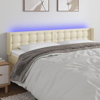 vidaXL Cabecero Con Led Cuero Sint&eacute;tico Crema 203x16x78/88 Cm Vidaxl
