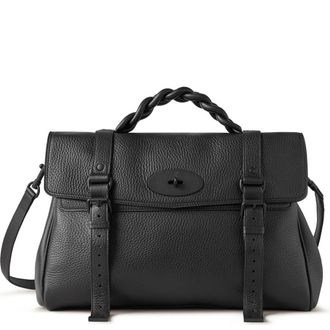 Mulberry Oversized Alexa Tonal Leather Satchel in Black at Nordstrom