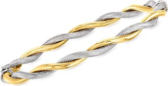 Ross-Simons Italian 14kt 2-Tone Gold Twisted Bangle Bracelet