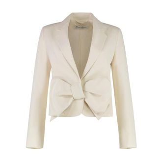 Max Mara Bow Detail Cropped Blazer - female - Max Mara - Blazers - White - XS - Jackets