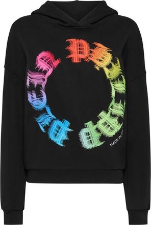 Philipp Plein Hooded Sweatshirt Gothic Plein - Dames - Hoodies - Zwart - S - Katoen - Hoodies & sweatvesten