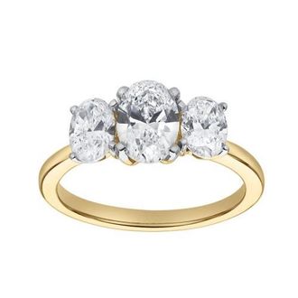 LuvMyJewelry Delila 14K Gold Oval Cut Lab Grown Diamond Trinity Ring - 2 ct in 14K Yellow Gold at Nordstrom, Size 6.5