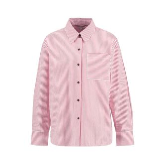 Barbour Shirts, female, Red, Size: M Polly Striped Relaxed Shirt