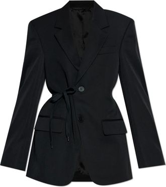 Balenciaga Jassen, Dames, Zwart, 2Xs, Wol, Wollen Blazer met Enkele Rugsplit