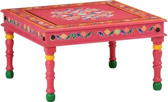 vidaXL Mesa De Centro Madera Maciza De Mango Rosa Pintada A Mano Vidaxl