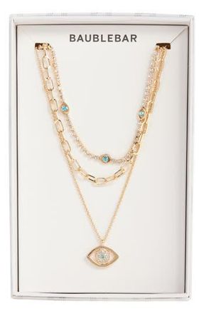 BaubleBar Attract Good Things Evil Eye Pendant Layered Necklace in Turquoise at Nordstrom Rack