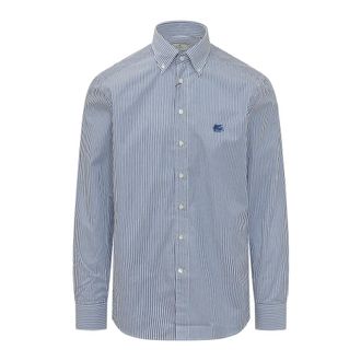 Etro Long Sleeve Striped Shirt - Heren - Casual Overhemden - Blauw - L - Katoen - Overhemden