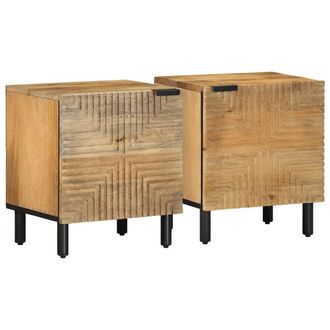 Berkfield Home Bedside Cabinets 2 pcs Brown 40x33x46 cm Solid Wood Mango | Size: 40 x 33 x 46 cm