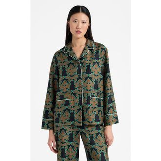 La DoubleJ Pajama Shirt Herald Black at Nordstrom, Size X-Large