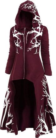 Generic Gothic Clothing Womens Large Sizes Steampunk Halloween Costume Sexy Scary Hooded Dress Back Long Front Short Coat Long Sleeve Zip Cape Cosplay Fancy D