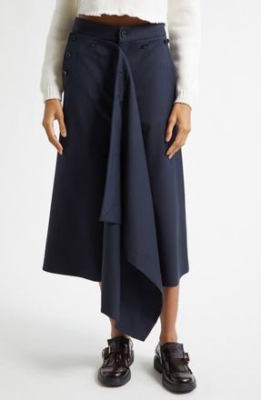 Monse Front Cascade Stretch Wool Crop Sailor Pants in Midnight at Nordstrom, Size 12