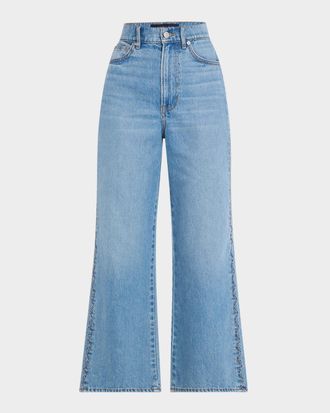 Veronica Beard Taylor Cropped High-Rise Wide Jeans