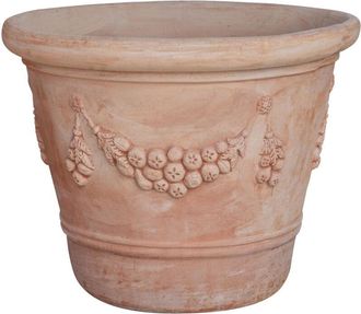 Biscottini International Jarrón de terracota 103x75 cm Made in Italy Gran jarrón de exterior hecho a mano Grandes jarrones de terracota decorados