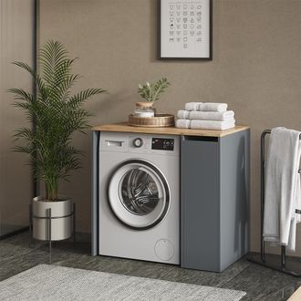 Vicco Armario Para Lavadora Viktor, Antracita/roble Dorado, 93.6 X 88.2 Cm Con 3 Compartimentos, Vicco