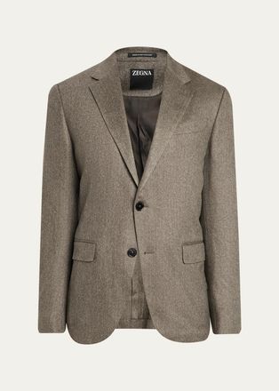 Ermenegildo Zegna Mens Cashmere Herringbone Single-Breasted Sport Coat