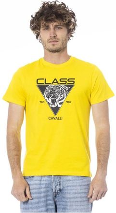 Cavalli Cotton T-Shirt - Heren - T-shirts - Geel - M - Katoen - Tops