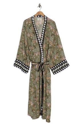 Printfresh Mixed Print Robe in Olive at Nordstrom Rack, Size 2X