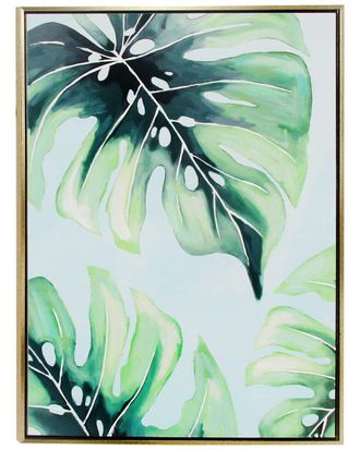 CosmoLiving by Cosmopolitan Cosmoliving By Cosmopolitan Green Wood Eclectic Monstera Leaf Framed Wall Art