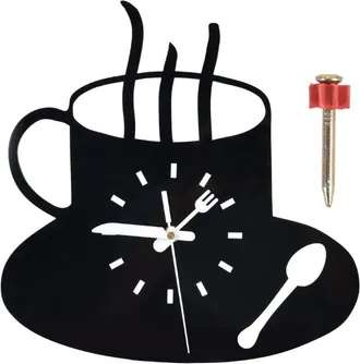 OEM Reloj De Pared 3d Para Cocina, Estilo Moderno De Taza De Caf&eacute;, Acr&iacute;lico, Movimiento Silencioso, Dise&ntilde;o Sin Marco