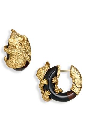 Zimmermann Mira Koala Hoop Earrings in Gold/Red at Nordstrom