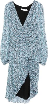 Iro Graphic Print V-Neck Jurk - Dames - Korte kleedjes - Blauw - S - Kleedjes