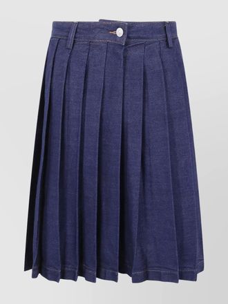7 For All Mankind denim pleated midi skirt
