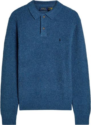 Polo Ralph Lauren buttoned long-sleeves polo shirt - men - Wool/Cotton - S - Blue