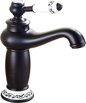 OEM Robinet Lavabo - Laiton Massif - Noyau C&eacute;ramique - Finition Noir Chrome - Pour &Eacute;vier Salle De Bain - 1 Pi&egrave;ce
