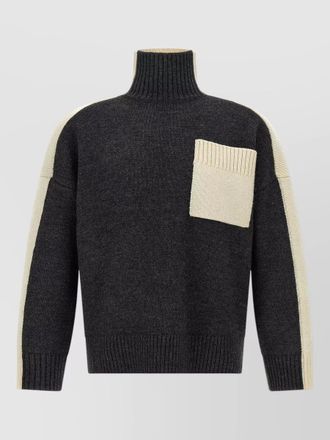 J.W.Anderson knit sweater high neck contrast panel pocket