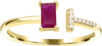 Diamond2Deal 10K Yellow Gold Ruby and Diamond Engagement Ring ( 0.40Ct)