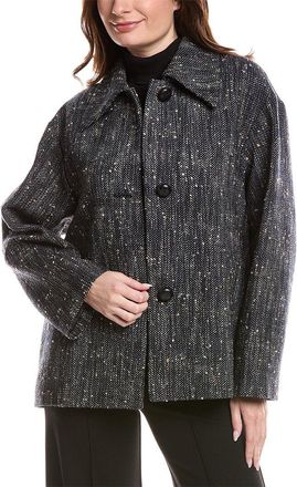 Lafayette 148 New York Point Collar Oversized Swing Wool-Blend Coat