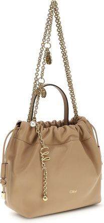 Chlo&eacute; Womens Icons Leather Chain Shoulder Bag Light Tan Lamb Ovis Aries