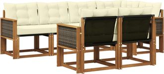 vidaXL Conjunto De Sof&aacute;s De Exterior 7 Uds. Natural Y Crema Vidaxl