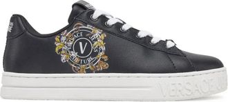 Versace Jeans Couture Baroque Emblem Sneakers - Dames - Sneakers - Zwart - 36 EU - Leer - Schoenen