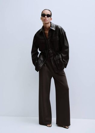 Mango Pantaloni diritti vita elasticizzata cioccolato - Donna - XL - MANGO