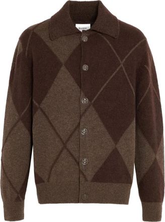 Barrie Cardigan a rombi con bottoni - Marrone