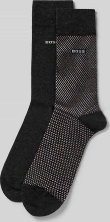 HUGO BOSS Socken mit Label-Detail im 2er-Pack in Anthrazit, Gr&ouml;&szlig;e 39-42