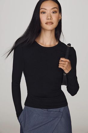 Elodie Noir Lace-Back Ribbed Top